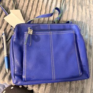 Tignanello Royal Blue Leather Crossbody Bag